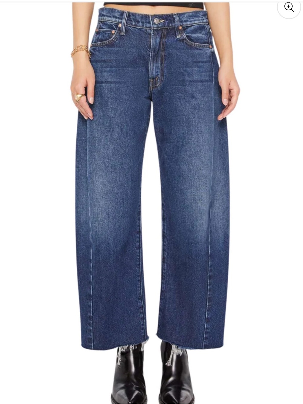 MOTHER The Mid Rise Full-Pipe Flood Fray Wide Leg Jeans Unplugged (blue)